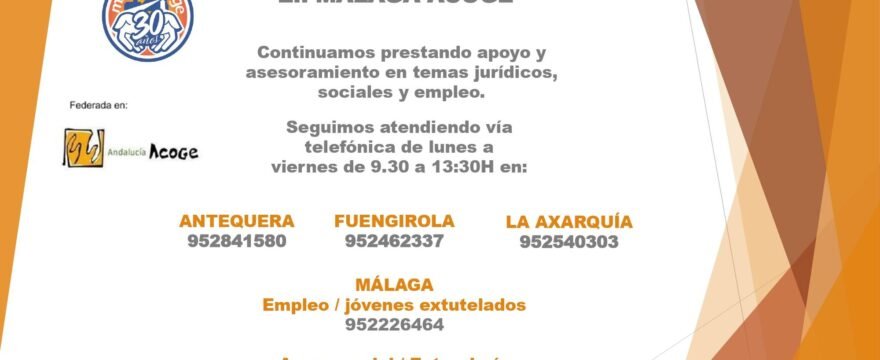 Málaga Acoge atiende a más de mil personas desde el comienzo de la crisis