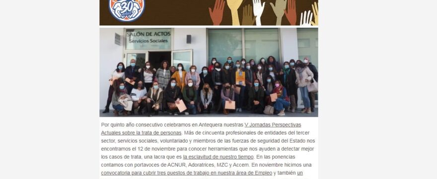 El noviembre de Málaga Acoge: V Jornadas de trata y mucho más